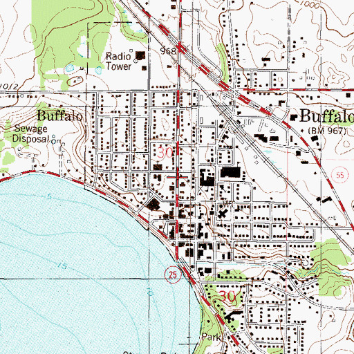 Topographic Map of Buffalo Fire Department, MN