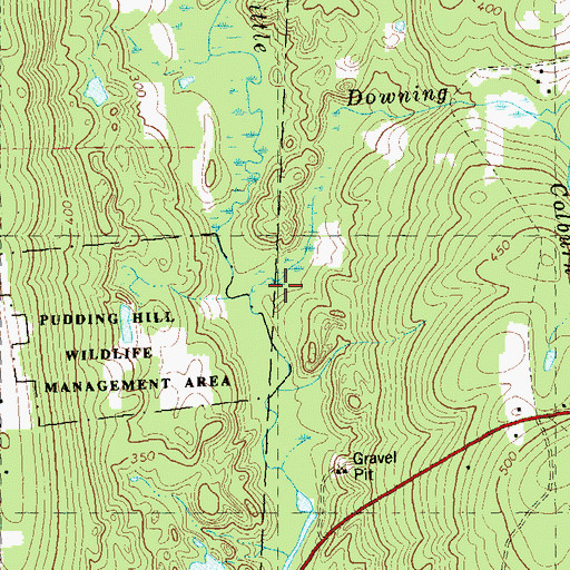 Topographic Map of Downing Brook, CT