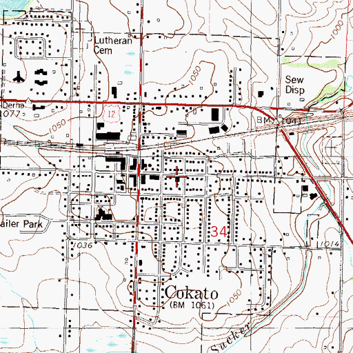 Topographic Map of Evangelical Lutheran Church, MN