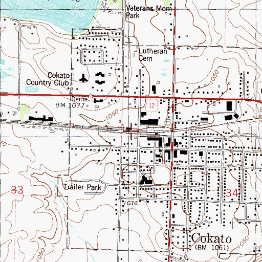 Topographic Map of Cokato, MN