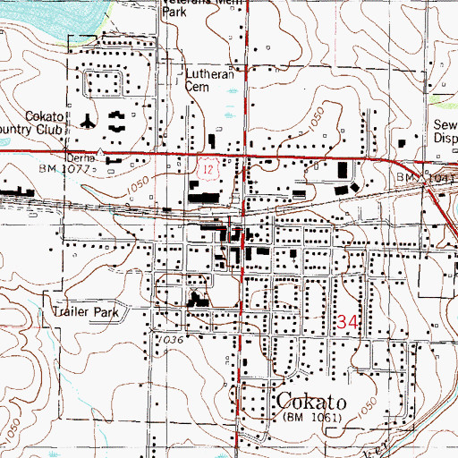 Topographic Map of Cokato Police Department, MN