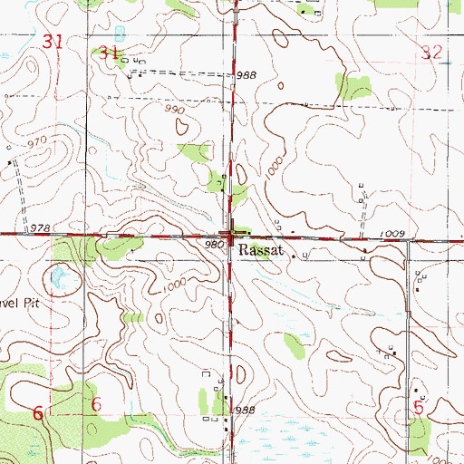 Topographic Map of Rasset Post Office (historical), MN