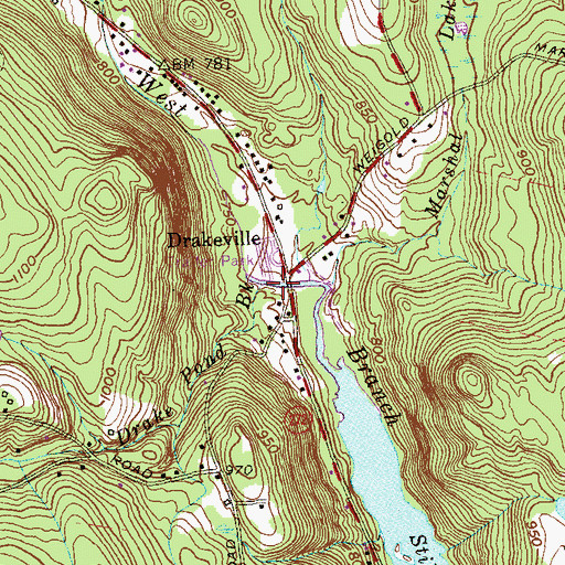 Topographic Map of Drake Pond Brook, CT