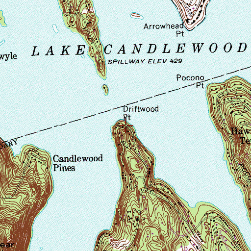 Topographic Map of Driftwood Point, CT