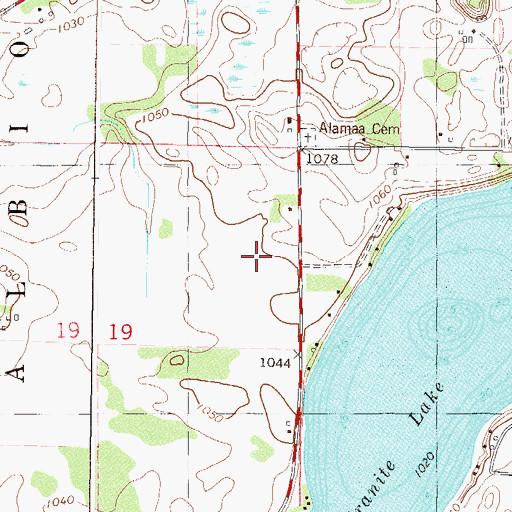 Topographic Map of Granite Lake Post Office (historical), MN