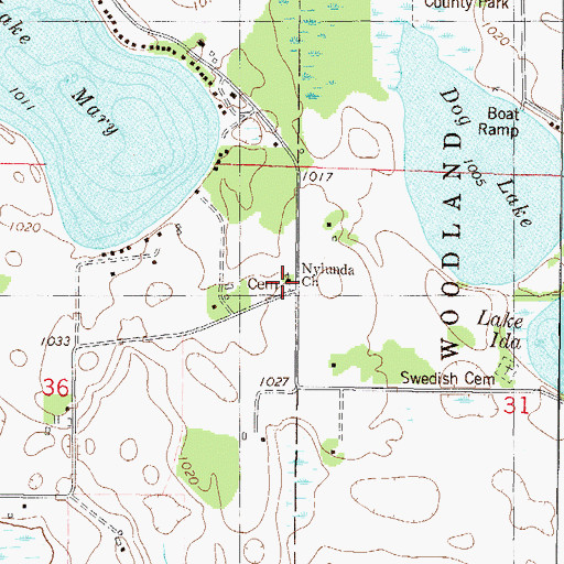 Topographic Map of Nylunda Cemetery, MN