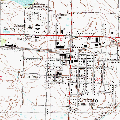 Topographic Map of Cokato Fire Department, MN