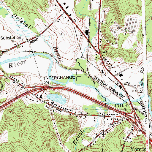 Topographic Map of Driscoll Brook, CT