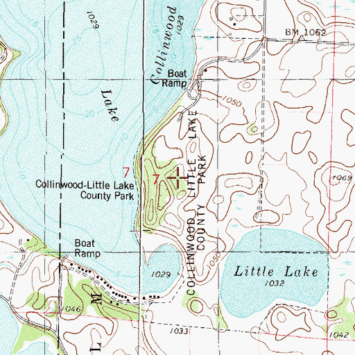 Topographic Map of Collinwood Lake Park, MN