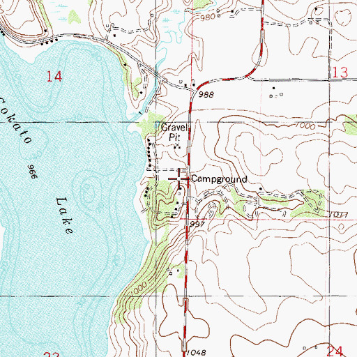 Topographic Map of Cokato Lake Campgrounds, MN