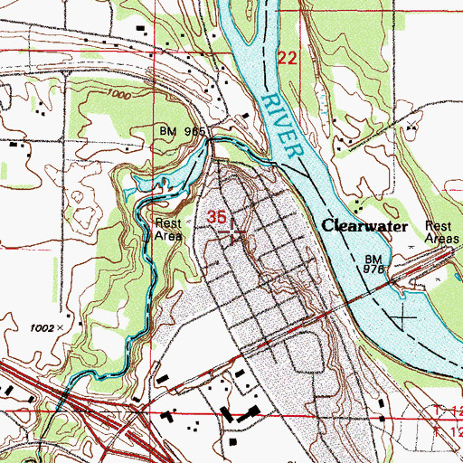 Topographic Map of Clearwater Assembly of God Church, MN