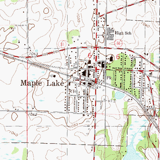 Topographic Map of Maple Lake, MN