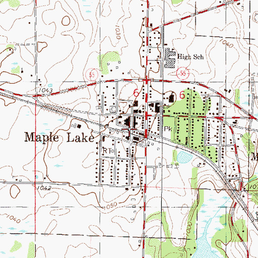 Topographic Map of Maple Lake Post Office, MN