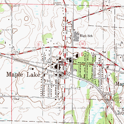 Topographic Map of Maple Lake Fire Department, MN