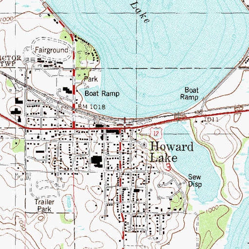 Topographic Map of Howard Lake Library, MN