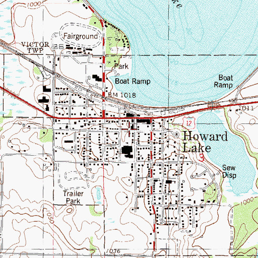 Topographic Map of Howard Lake Police Department, MN