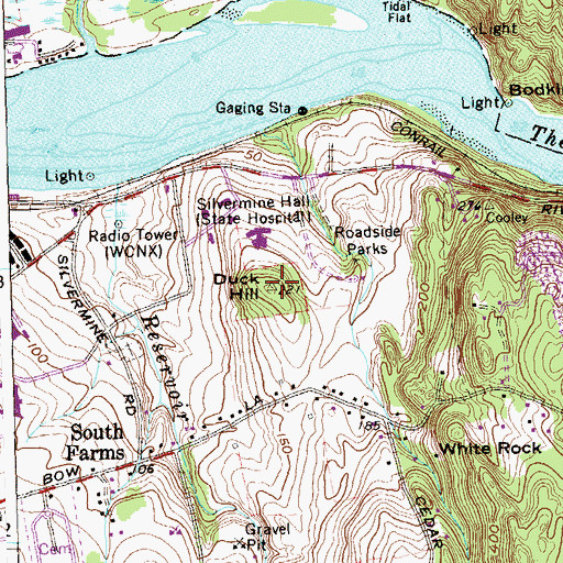 Topographic Map of Duck Hill, CT