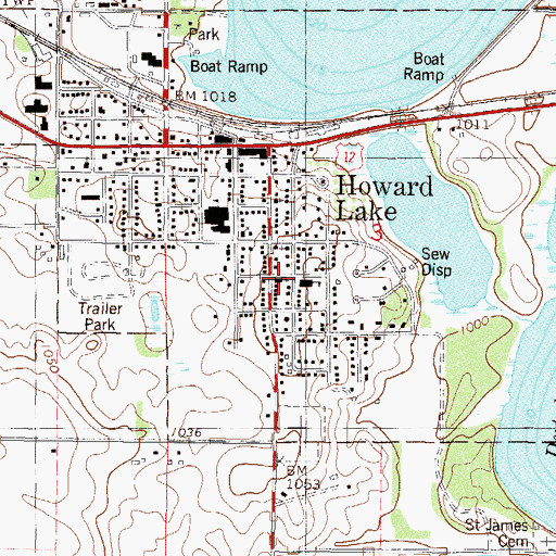 Topographic Map of Saint James Lutheran Church, MN