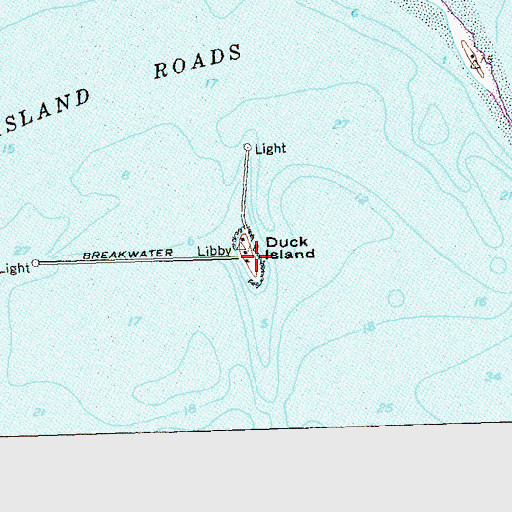 Topographic Map of Duck Island, CT
