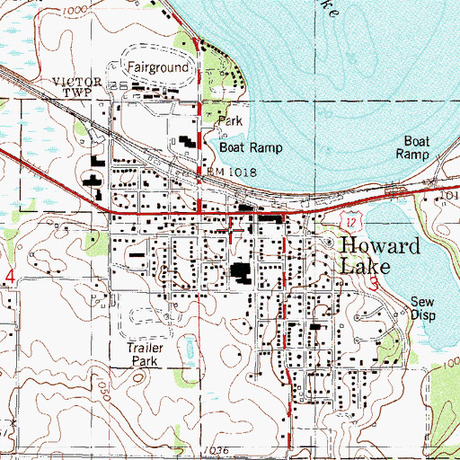 Topographic Map of Howard Lake Fire Department, MN