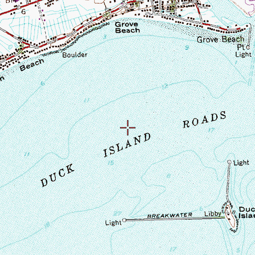 Topographic Map of Duck Island Roads, CT