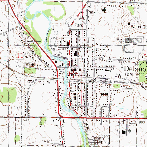 Topographic Map of Delano Library, MN