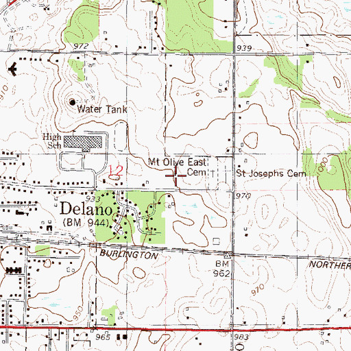 Topographic Map of Delano Evangelical Free Church, MN