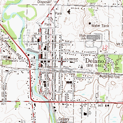 Topographic Map of Mount Olive Lutheran Church, MN
