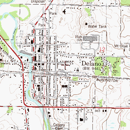 Topographic Map of Mount Olive Lutheran School, MN
