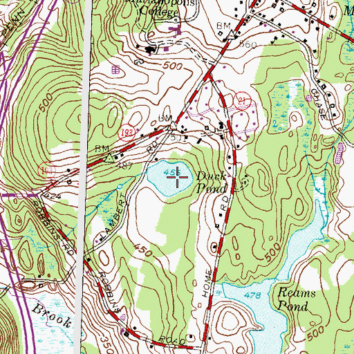 Topographic Map of Duck Pond, CT