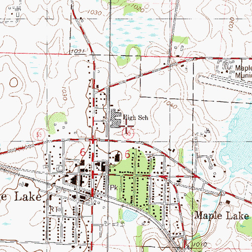 Topographic Map of Maple Lake Elementary School, MN