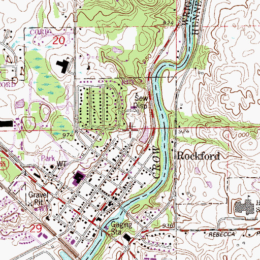 Topographic Map of Elmwood Cemetery, MN