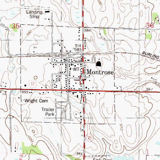 Topographic Map of Montrose City Hall, MN