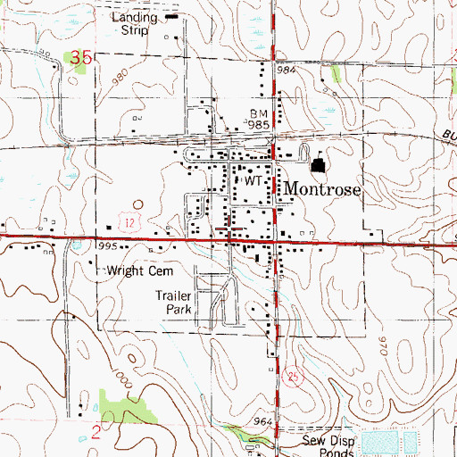 Topographic Map of Montrose Post Office, MN