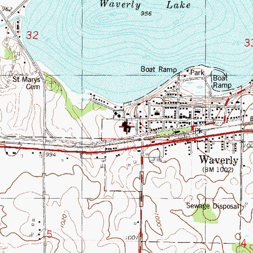 Topographic Map of Humphrey Elementary School, MN