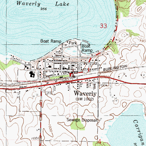 Topographic Map of Waverly Village Hall, MN