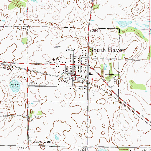 Topographic Map of South Haven City Hall, MN