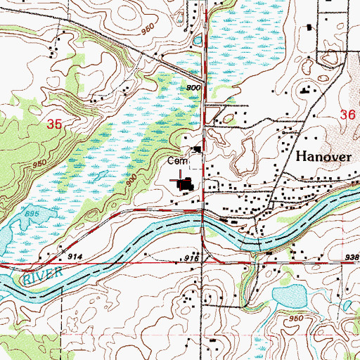 Topographic Map of Hanover Elementary School, MN