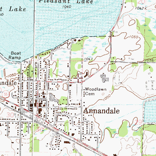 Topographic Map of Annandale Volunteer Fire Department, MN