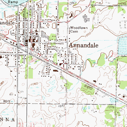 Topographic Map of Allina Medical Center at Annandale, MN