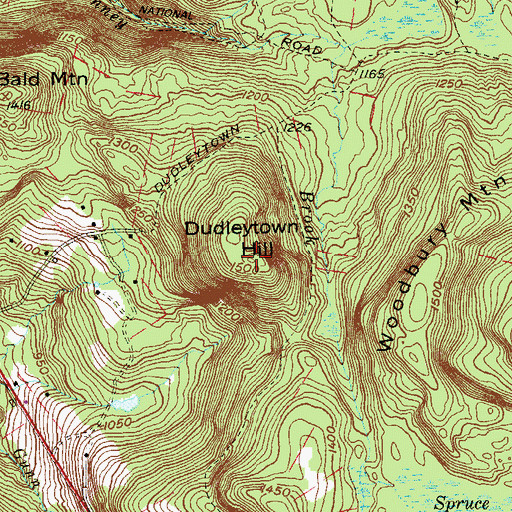 Topographic Map of Dudleytown Hill, CT