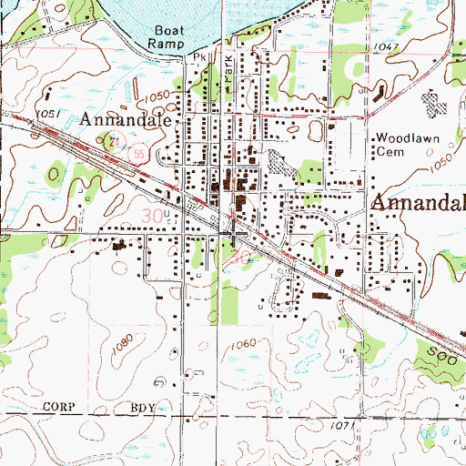 Topographic Map of Annandale, MN