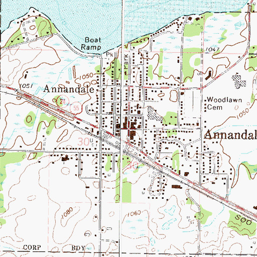 Topographic Map of Annandale Evangelical Free Church, MN