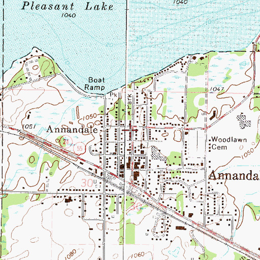 Topographic Map of Annandale United Methodist Church, MN