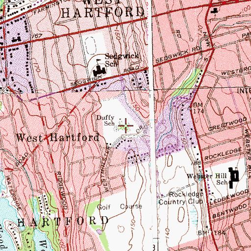 Topographic Map of Duffy School, CT