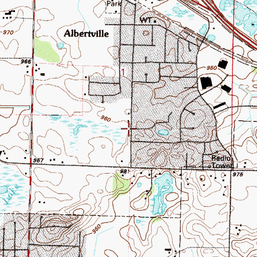 Topographic Map of Albertville Elementary School, MN