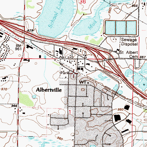 Topographic Map of Albertville City Hall, MN