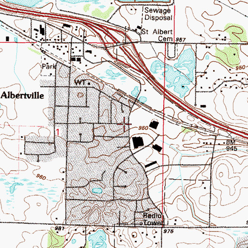 Topographic Map of Saint Albert's Church, MN