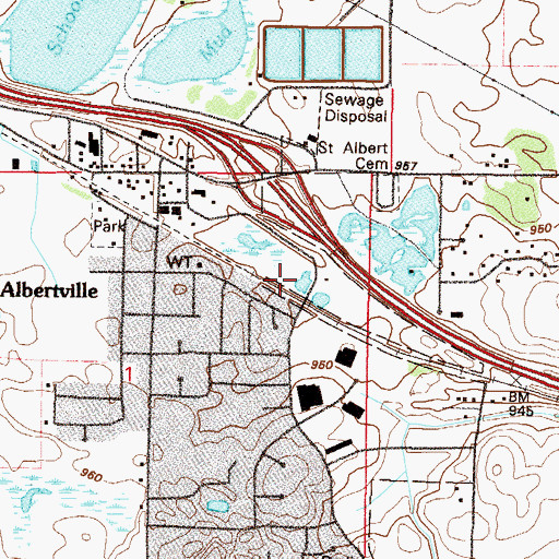 Topographic Map of Albertville, MN