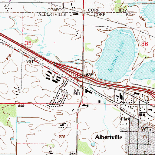 Topographic Map of Interchange 201, MN